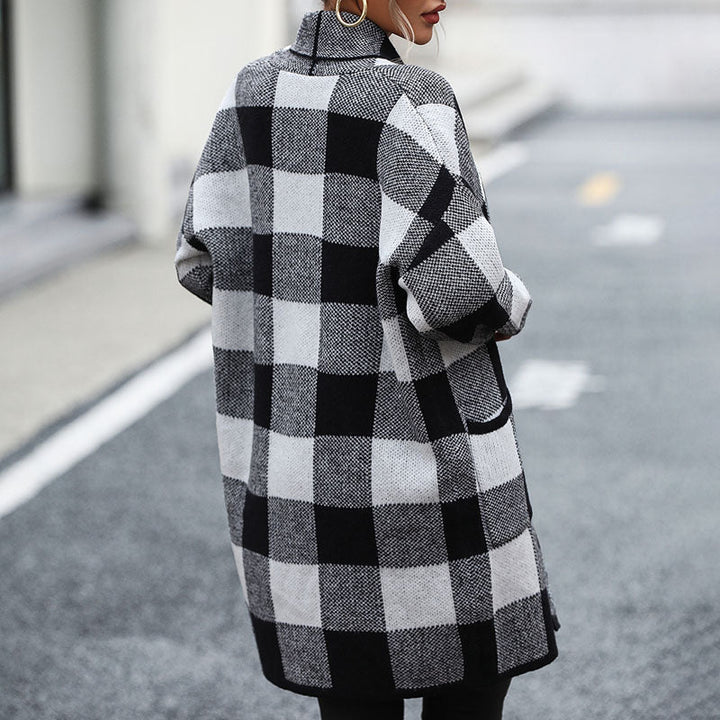 Casual Knitted Checkered Cardigan