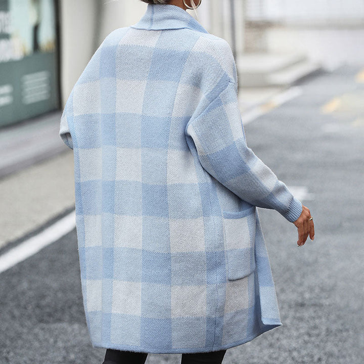 Casual Knitted Checkered Cardigan