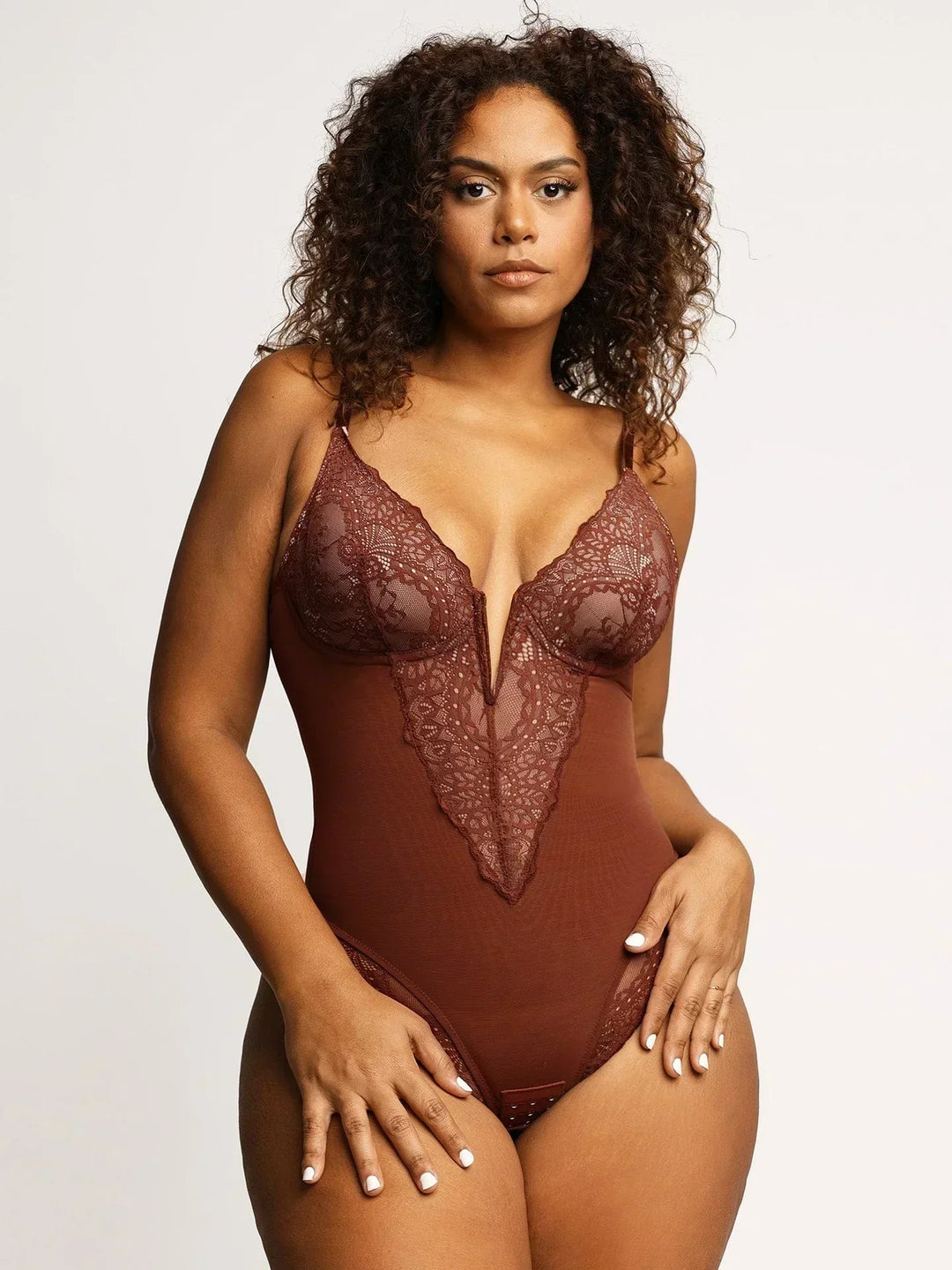 Noé™ | Elegant bodysuit with deep V-neckline