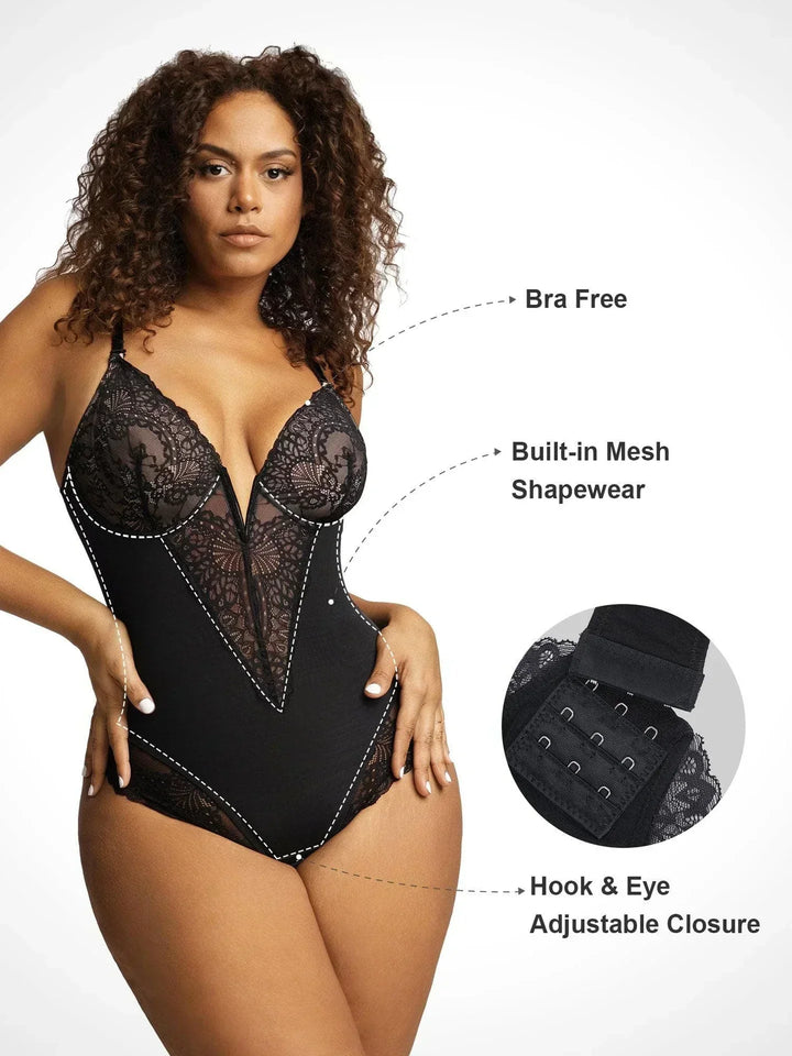 Noé™ | Elegant bodysuit with deep V-neckline