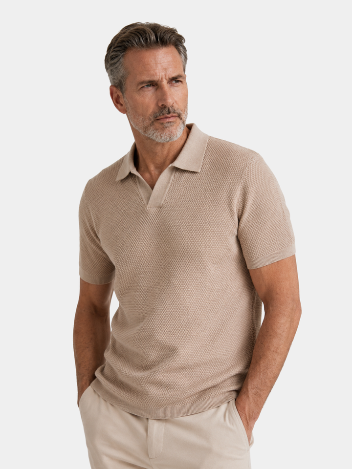 Laurent Monaco Woven Texture Polo for Men - Elena Harper