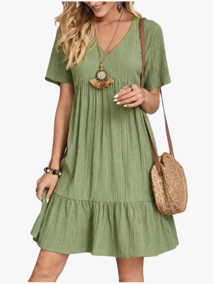CHIC SUMMER DRESS WITH SHORT SLEEVES FOR WOMEN