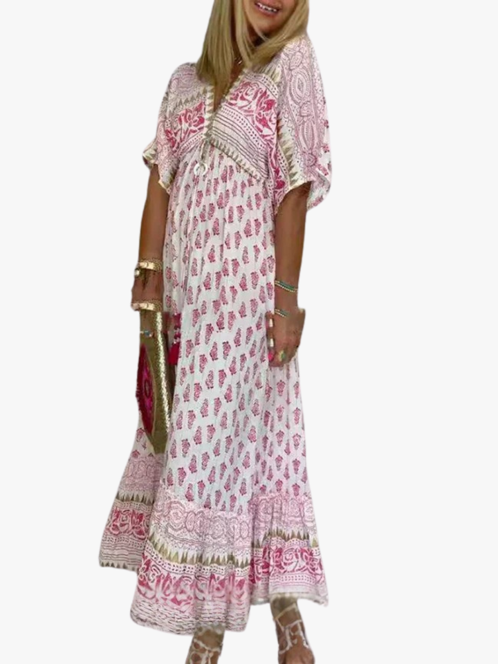 CHIC MAXI DRESS WITH PATTERN FOR WOMEN