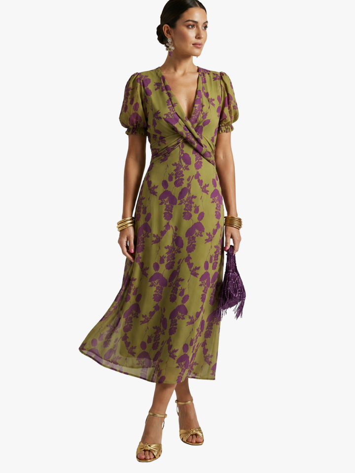 CHIC MIDI FLORAL DRESS FOR WOMEN