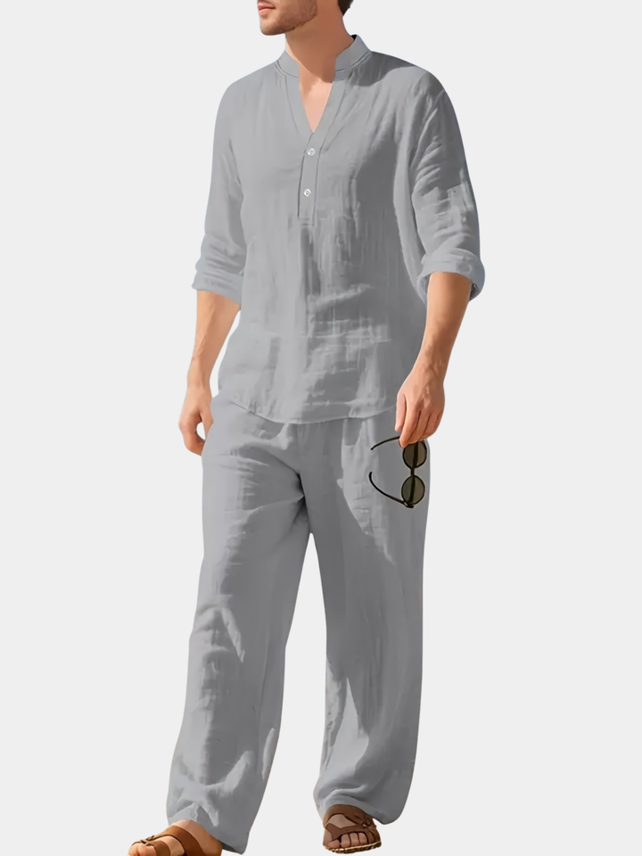 LAURENT MONACO | LINEN SET WITH V-NECK FOR MEN