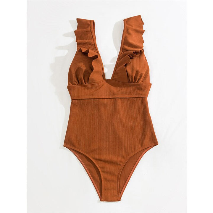 Women's Swimsuit | Boho Ruffles & Deep V-Neck