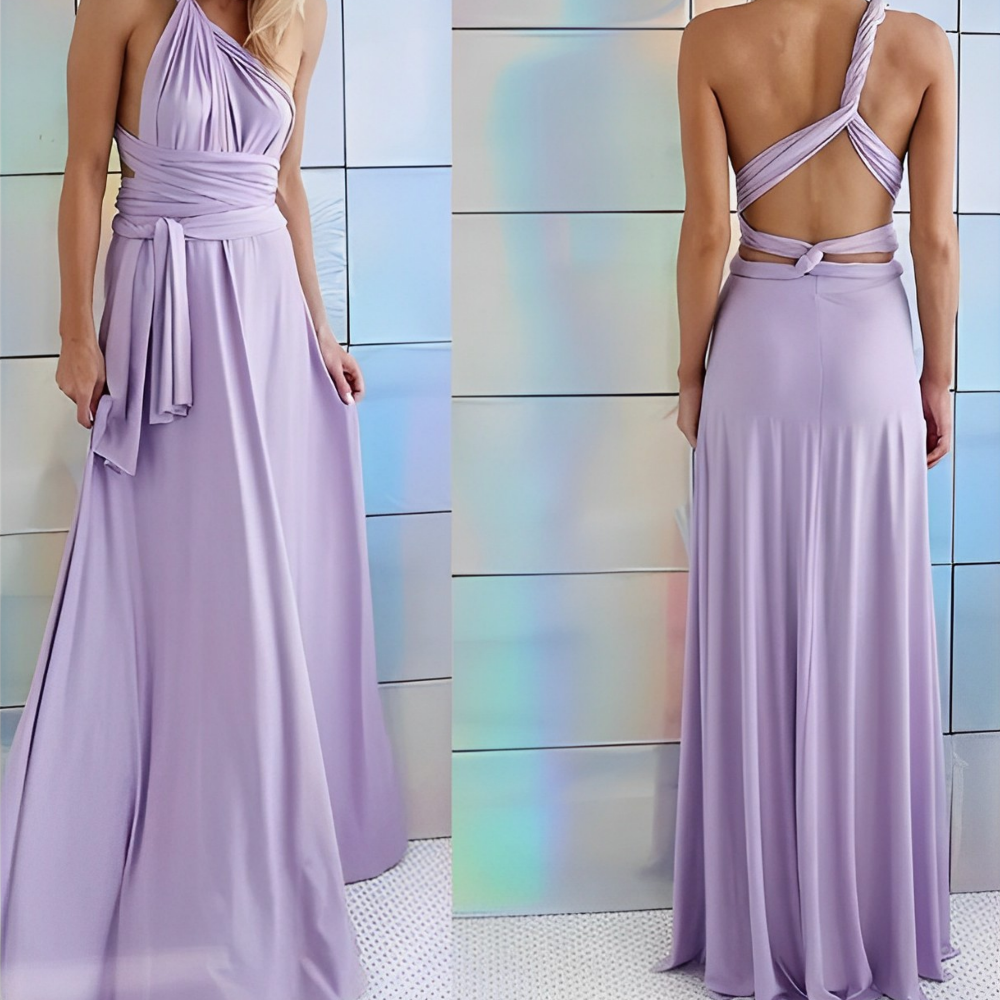 Virella | Long Cross-Front Dress with Halter Neck | Maxi