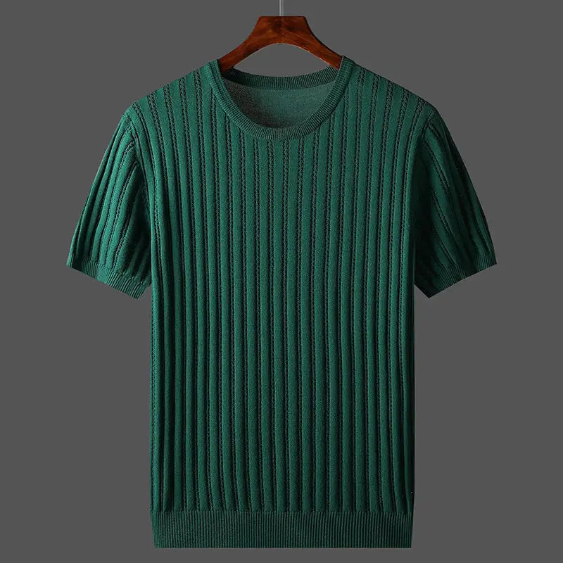 Men's Short Sleeve Cotton Knit T-Shirt, view 3 - Elena Harper