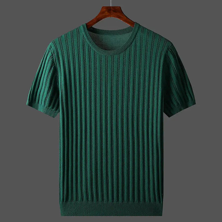 Men's Short Sleeve Cotton Knit T-Shirt, view 3 - Elena Harper