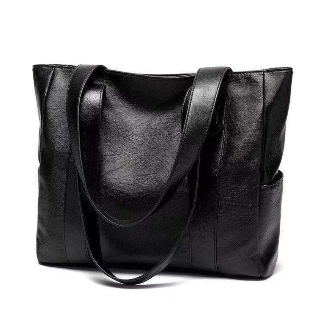 Ladies Vintage Leather Shoulder Bag – Brown, Solid, Casual Handbag for Daily Use