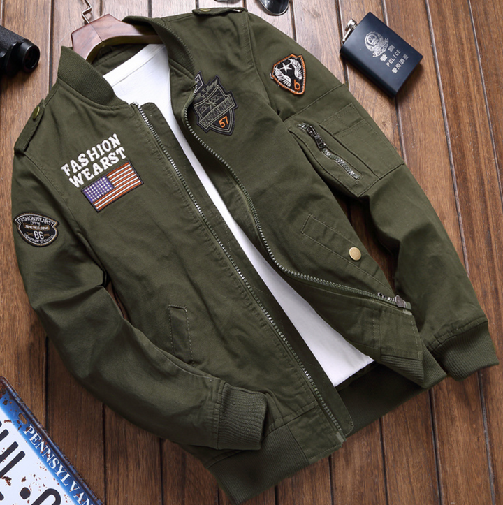 MILITARY STYLE JACKET WITH PATCHES FOR MEN