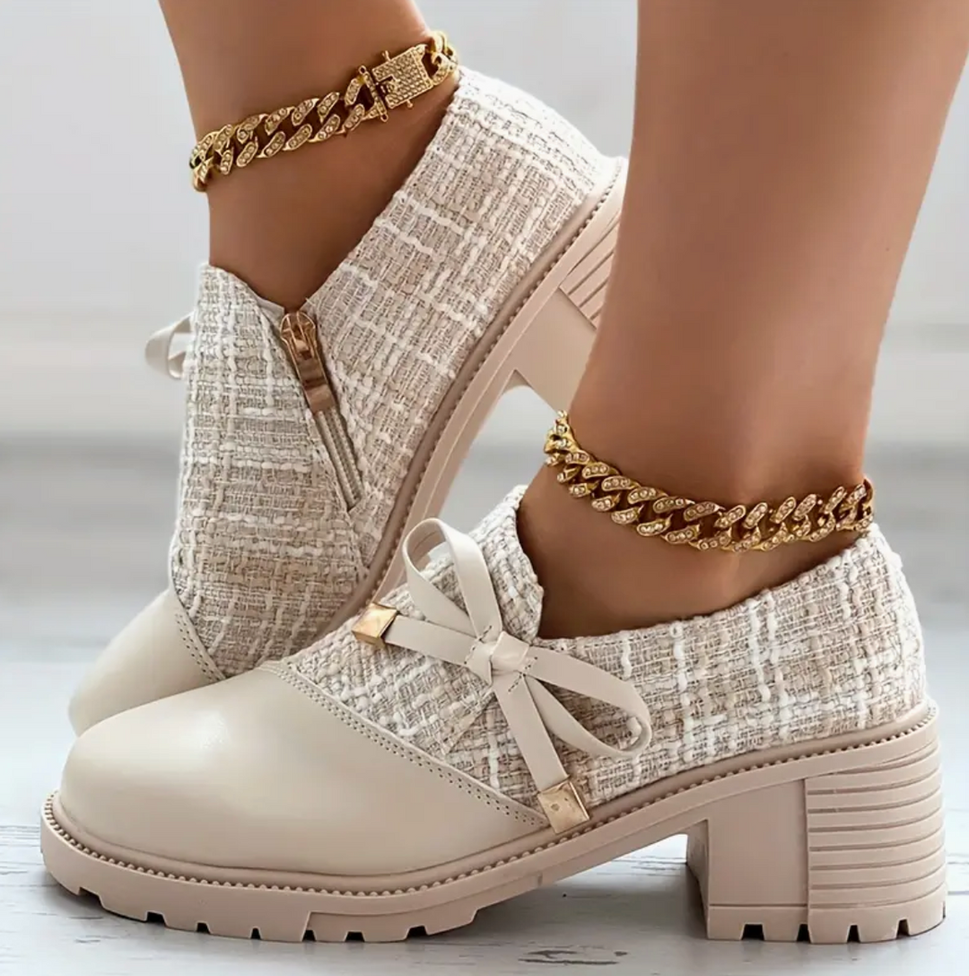 Sophie - The elegant colorblock shoes with bow detail
