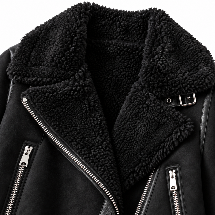 Josephine - Stylish Leather Jacket with Sherpa Lining
