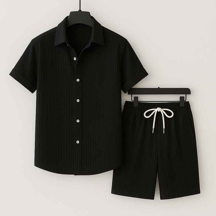 Harrington Oxford Men Summer Matching Set Textured Crinkle, view 2 - Elena Harper