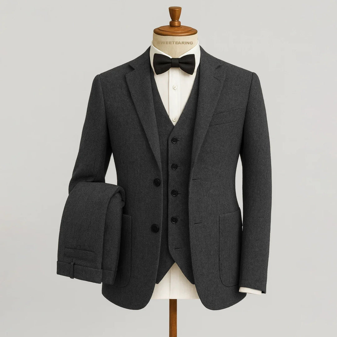 Harrington Oxford Men Wedding Three‑Piece Suit Tweed - Elena Harper