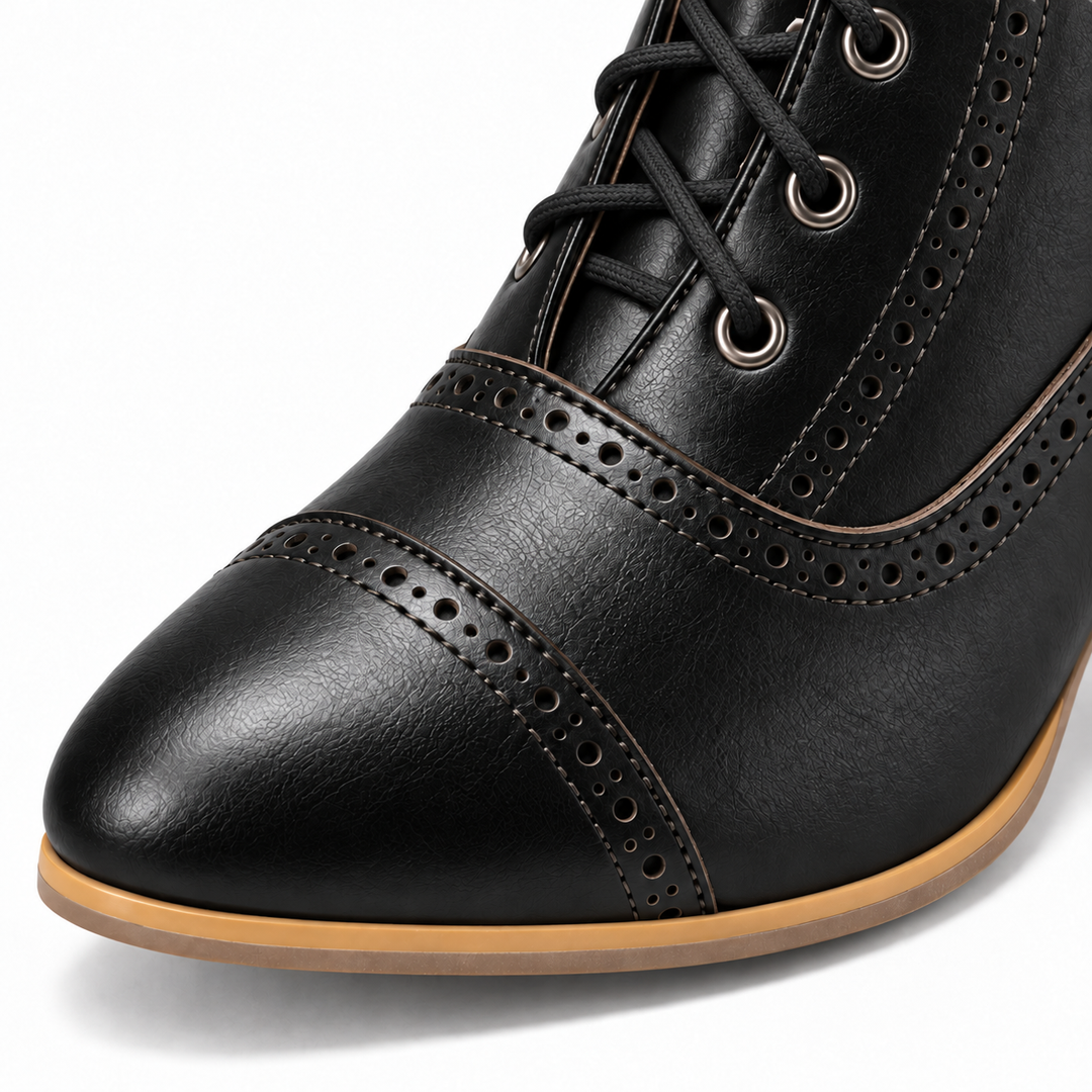 Ladies Lace-Up Ankle Boots Retro Style – Vintage Heeled Ankle Boots