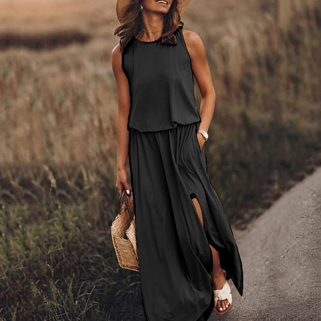 Kariela | Elegant Maxi Dress for Women with Side Slit | Sleeveless