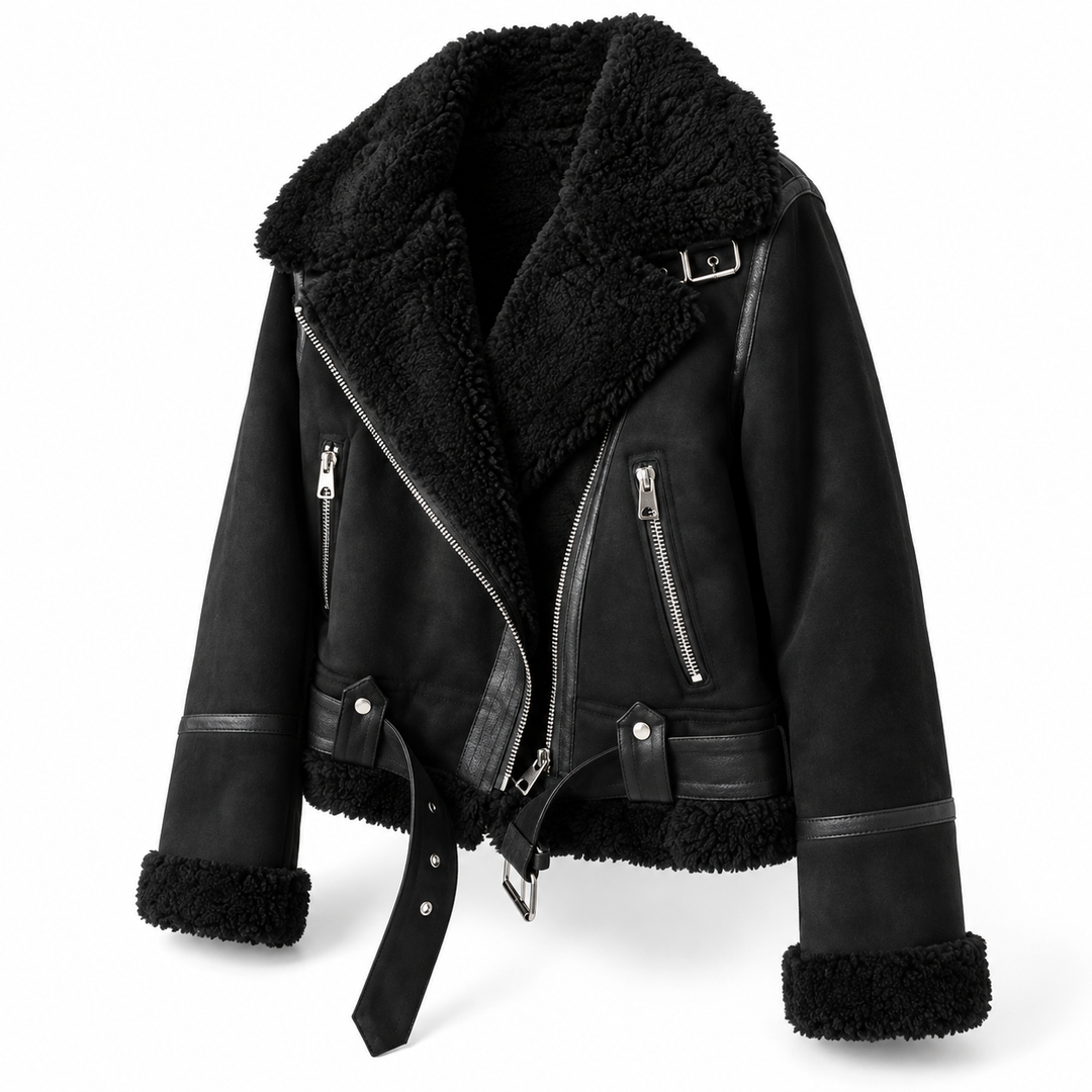 Josephine - Stylish Leather Jacket with Sherpa Lining