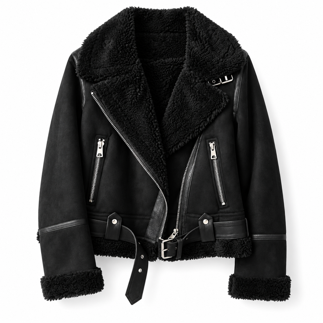 Josephine - Stylish Leather Jacket with Sherpa Lining