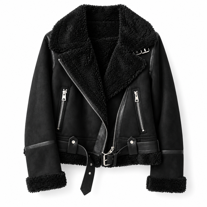 Josephine - Stylish Leather Jacket with Sherpa Lining