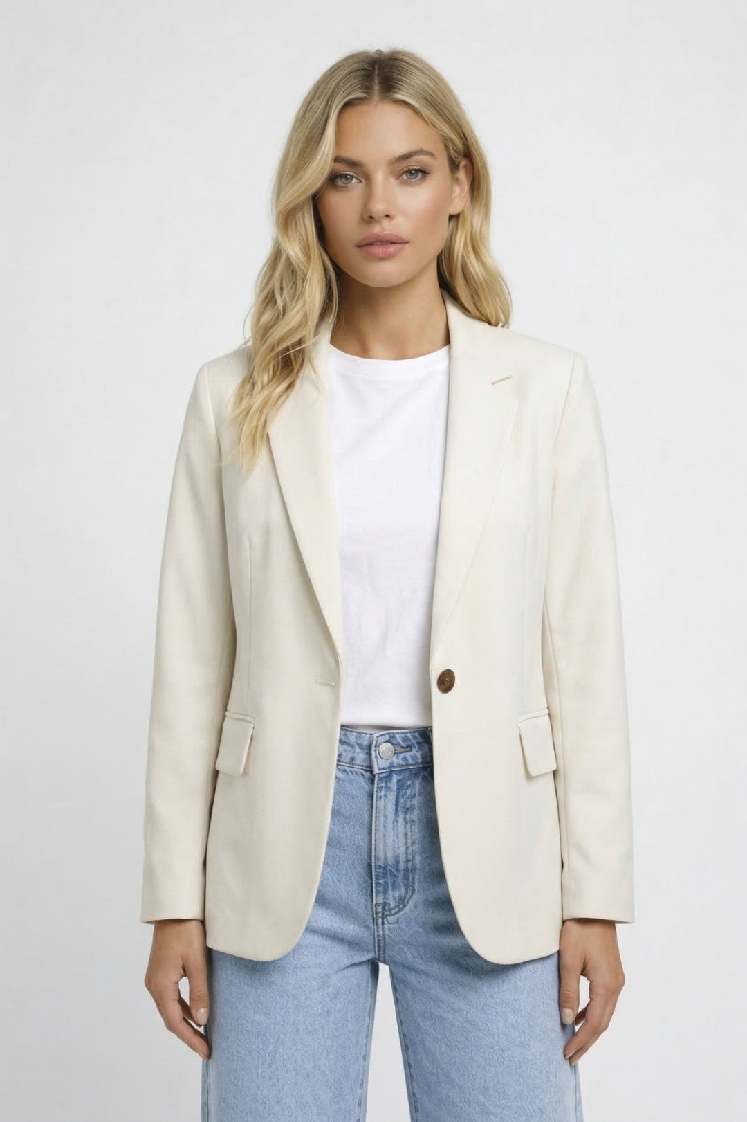 Women's Elegant Tailored Blazer Jacket - Single Button Design