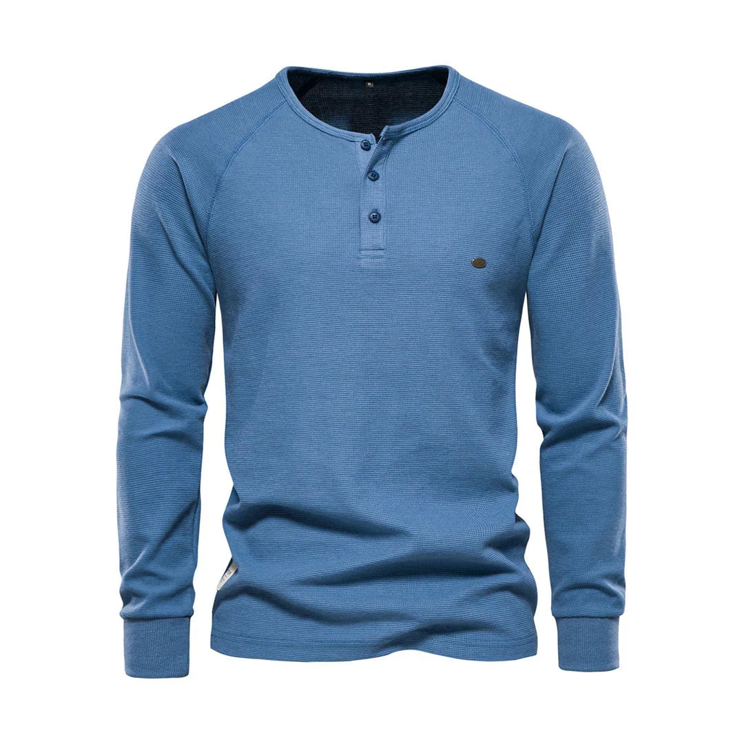 Men's Long Sleeve Shirt with Round Neck, view 7 - Elena Harper