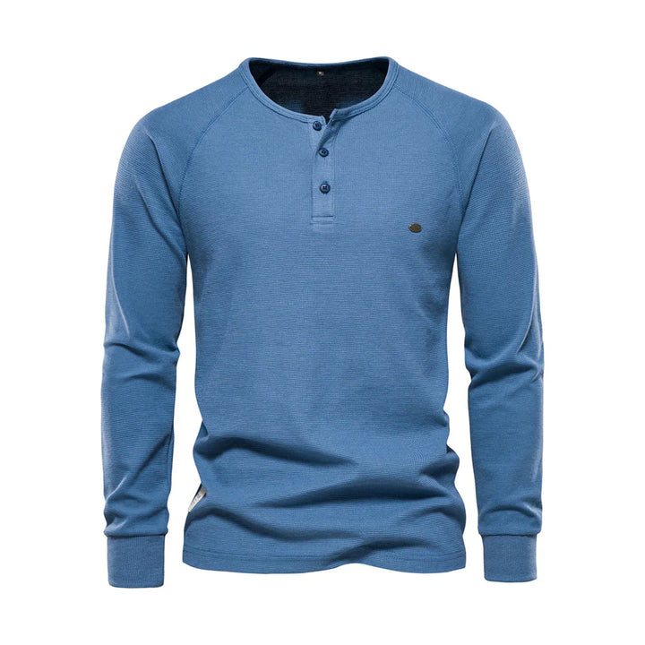 Men's Long Sleeve Shirt with Round Neck, view 7 - Elena Harper