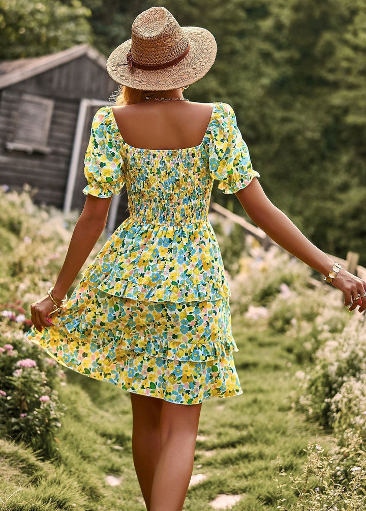 Boho Floral Dress for Women with Puff Sleeves - Sienna