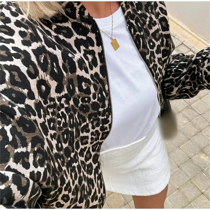 Women's Bomber Jacket | Eye-catching Leopard Print & Comfortable Fit