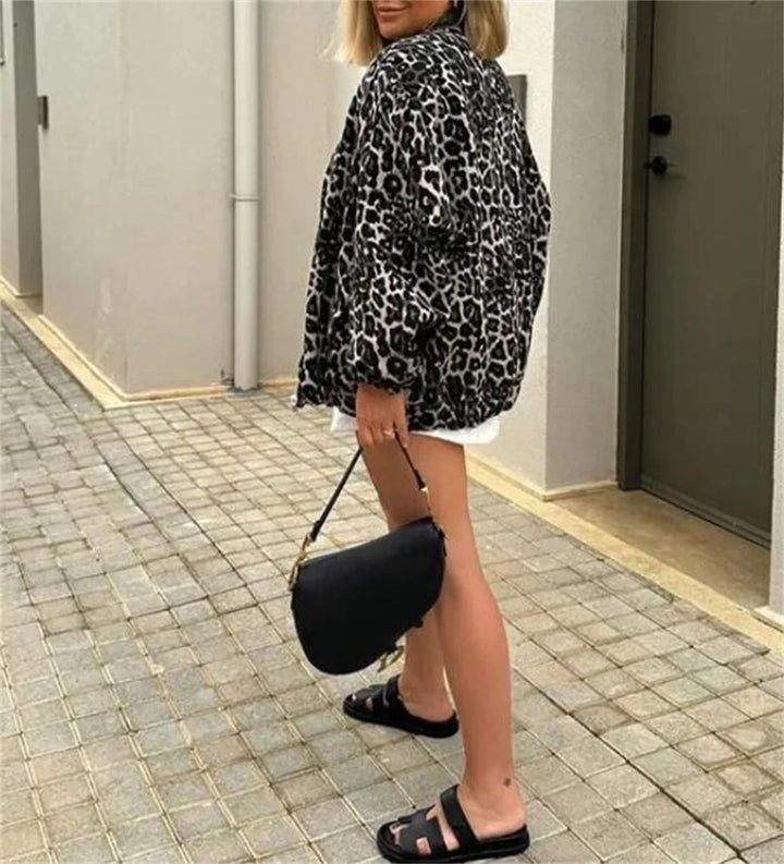 Women's Bomber Jacket | Eye-catching Leopard Print & Comfortable Fit