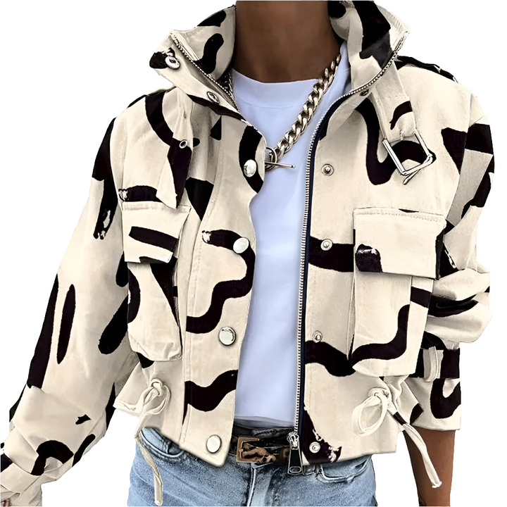 Bomber Jacket for Women Cropped | Stand-Up Collar & Windproof