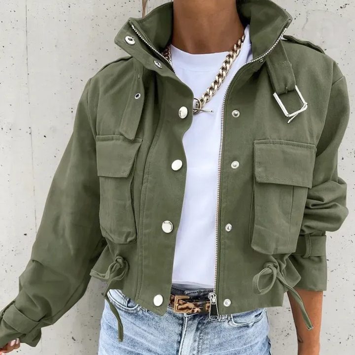 Bomber Jacket for Women Cropped | Stand-Up Collar & Windproof