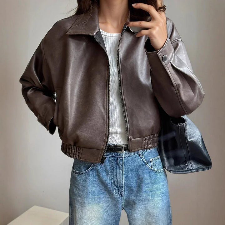 Women's Bomber Jacket | Short Model & Elastic Ribbed Cuffs