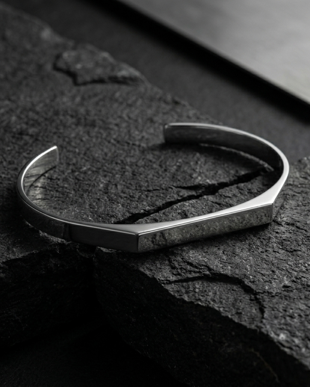 Silver-Tone Rectangular Cuff Bracelet For Men