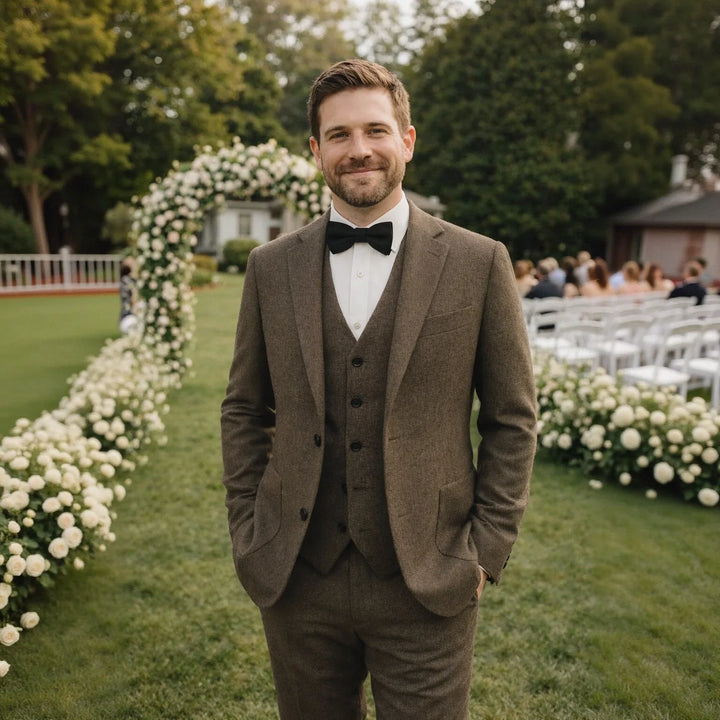 Harrington Oxford Men Wedding Three‑Piece Suit Tweed, view 3 - Elena Harper