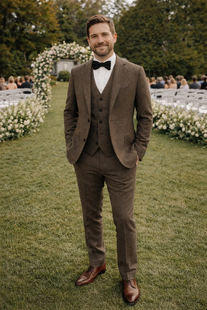 Harrington Oxford Men Wedding Three‑Piece Suit Tweed, view 5 - Elena Harper