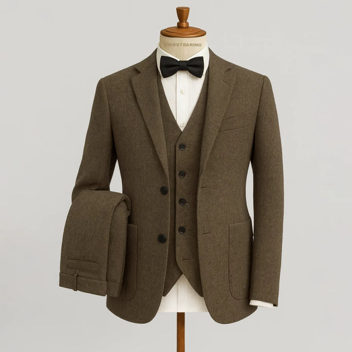 Harrington Oxford Men Wedding Three‑Piece Suit Tweed, view 2 - Elena Harper