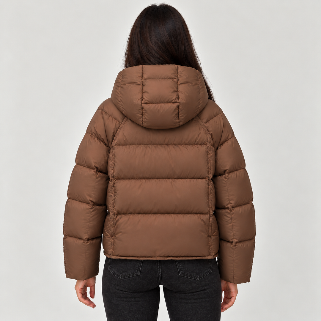 Montarello Women's Hooded Puffer Jacket with High Neck