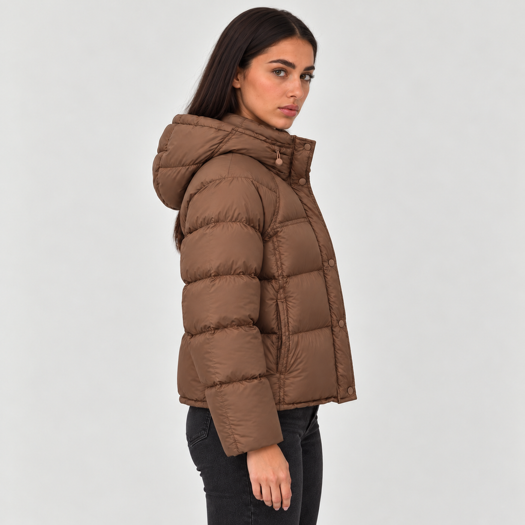 Montarello Women's Hooded Puffer Jacket with High Neck