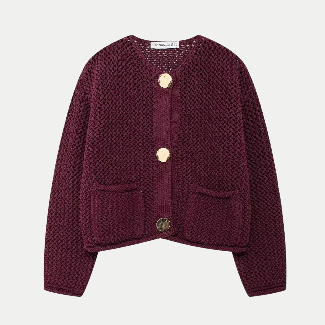 Elegant and Comfortable Buttoned Knit Cardigan for Women, view 6 - Elena Harper