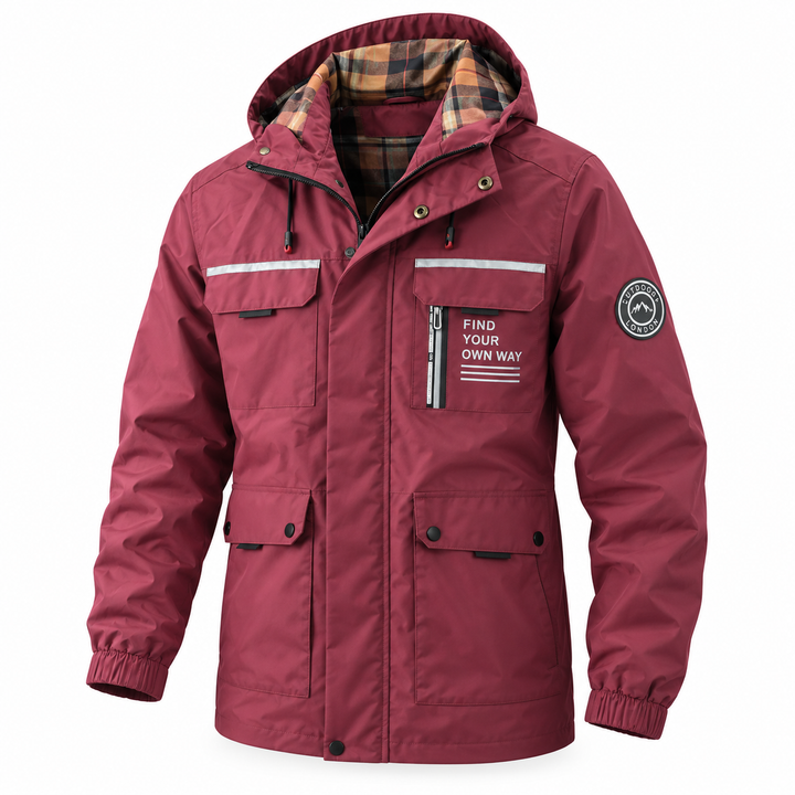 Men's Waterproof Winter Jacket with Hood and Lined Interior