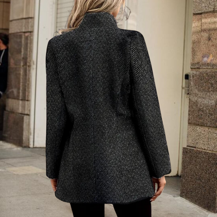 Elegant Women's Textured Blazer – High Collar