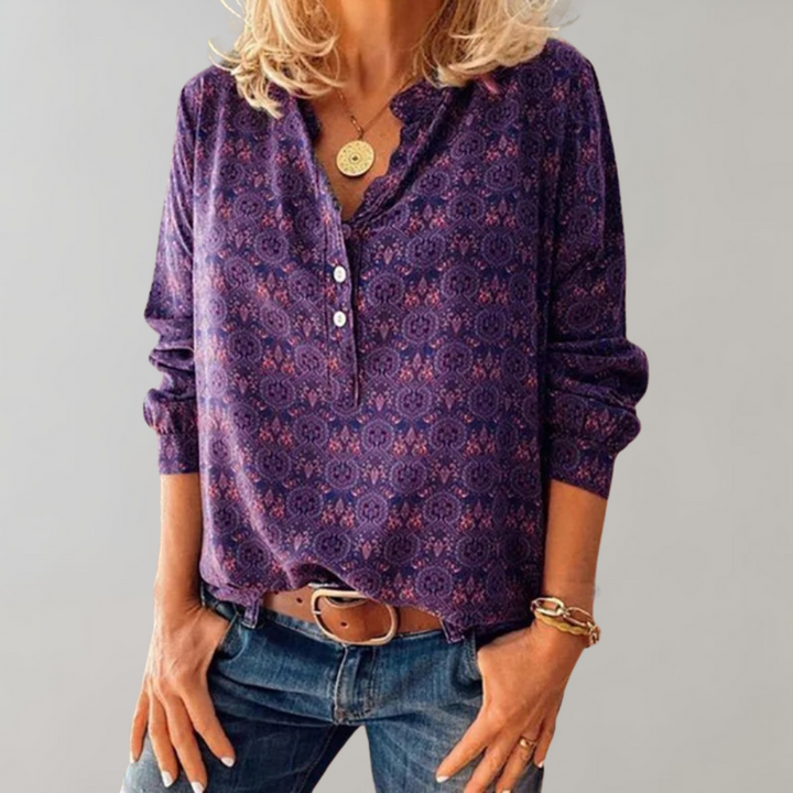 Amelia™ Ladies' Blouse with Boho Print