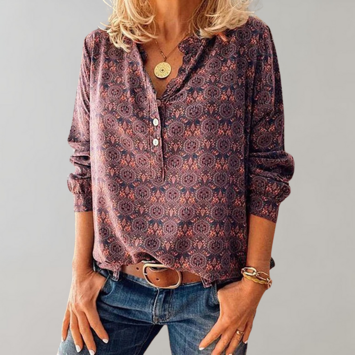 Amelia™ Ladies' Blouse with Boho Print