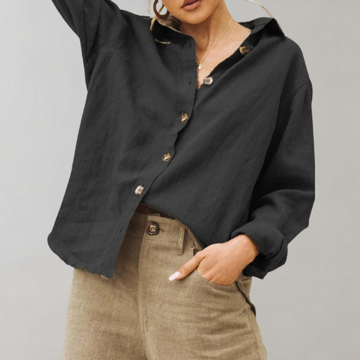 Annabelle | Women's Loose-Fitting Blouse with Button Closure and Long Sleeves