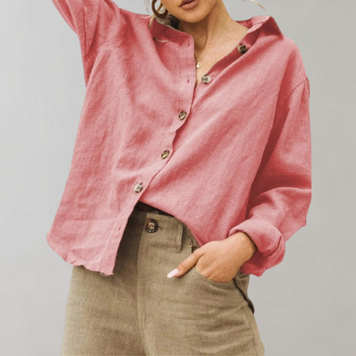 Annabelle | Women's Loose-Fitting Blouse with Button Closure and Long Sleeves