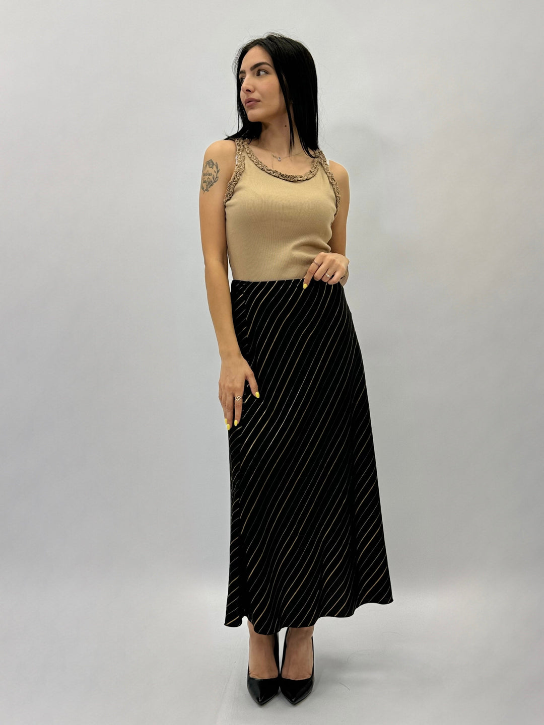 Fenna™  |  Striped Midi Skirt