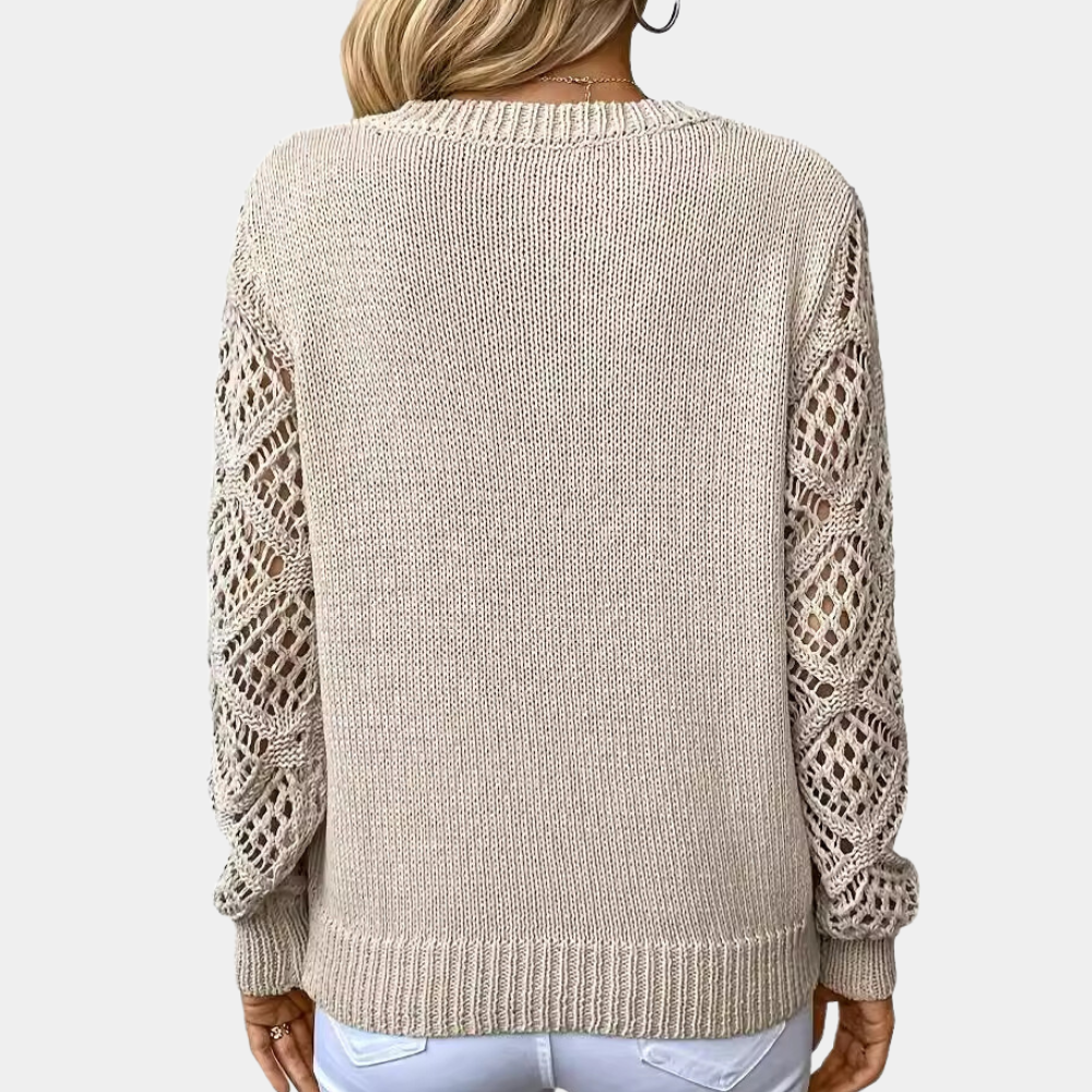 Damarah Stylish V-Neck Sweater, view 2 - Elena Harper