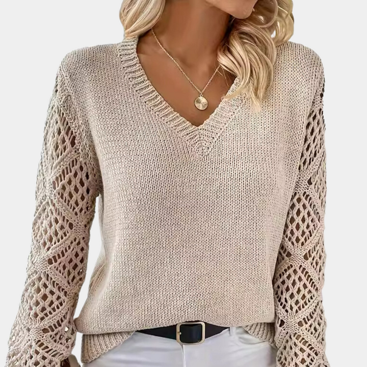 Damarah Stylish V-Neck Sweater - Elena Harper
