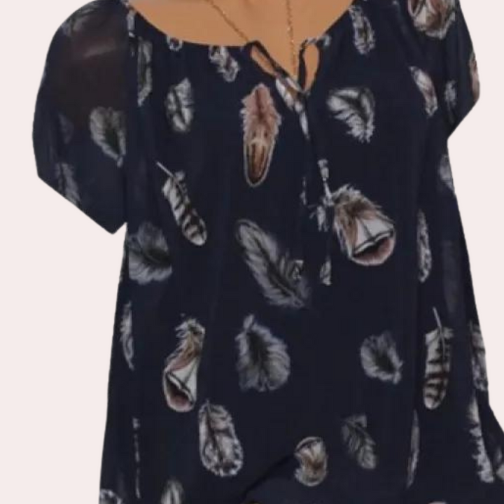 Megan™ Ladies Off-Shoulder Top with Feather Print